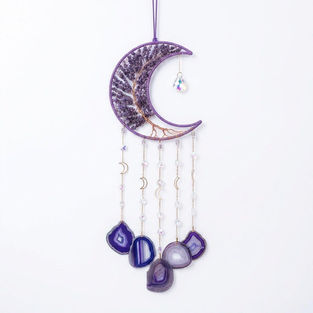 Amethyst Crescent-Shaped Suncatcher