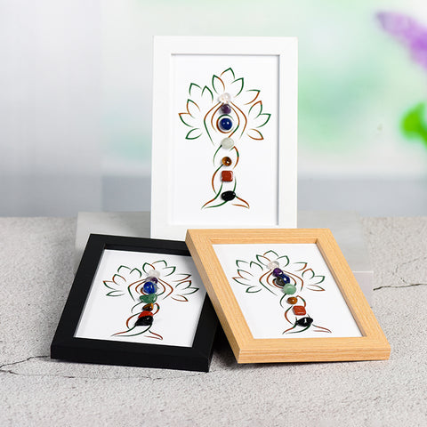 7 Chakra Yoga Tree Crystal Stone Photo Frame