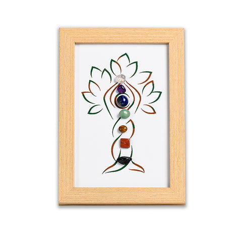 7 Chakra Yoga Tree Crystal Stone Photo Frame