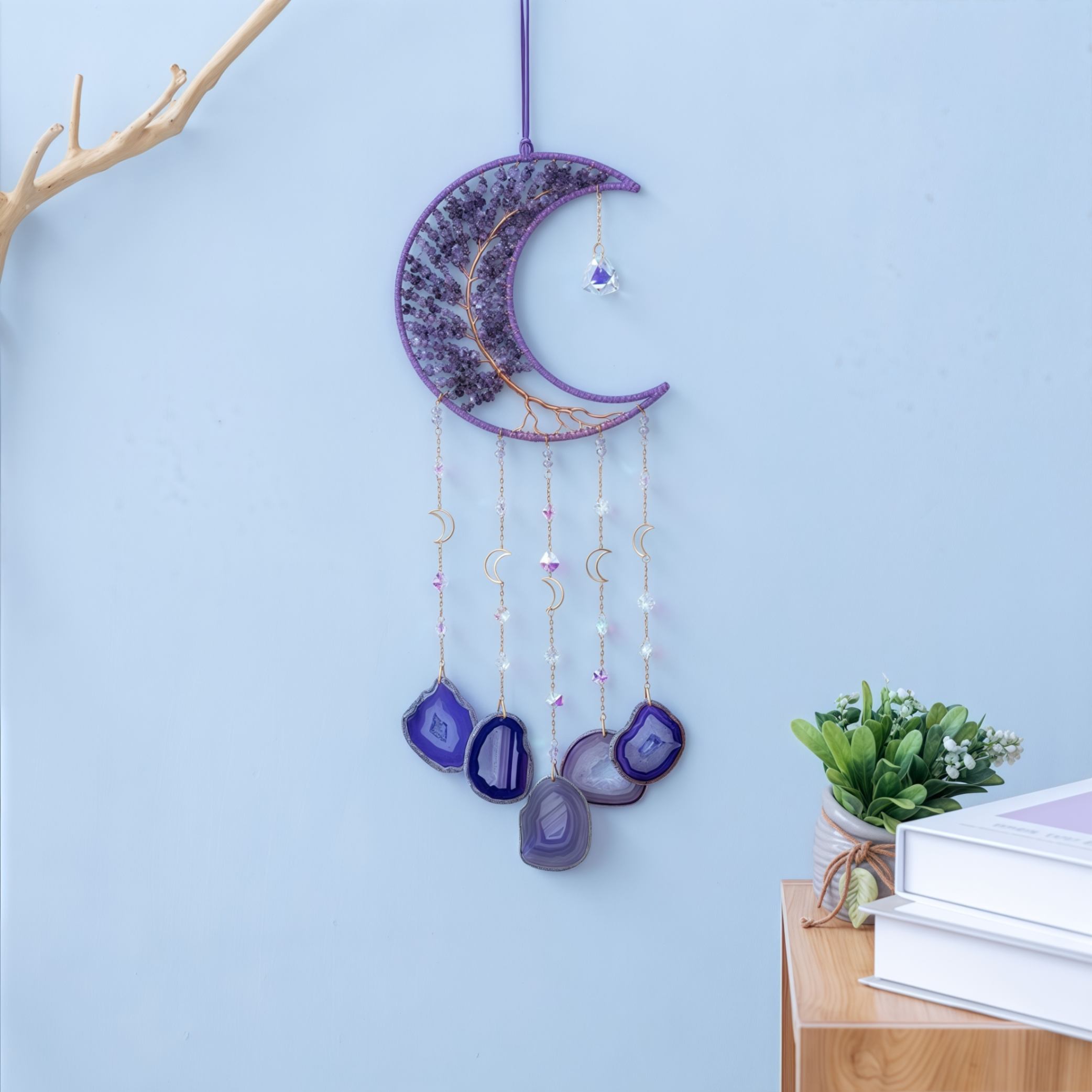 Amethyst Crescent Moon Suncatcher