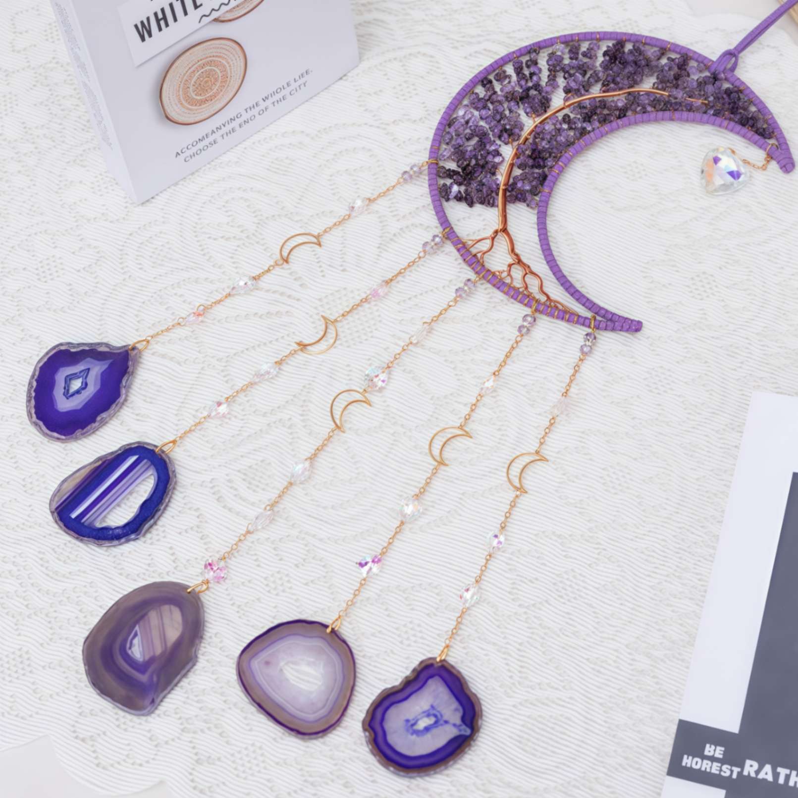 Amethyst Crescent Moon Suncatcher