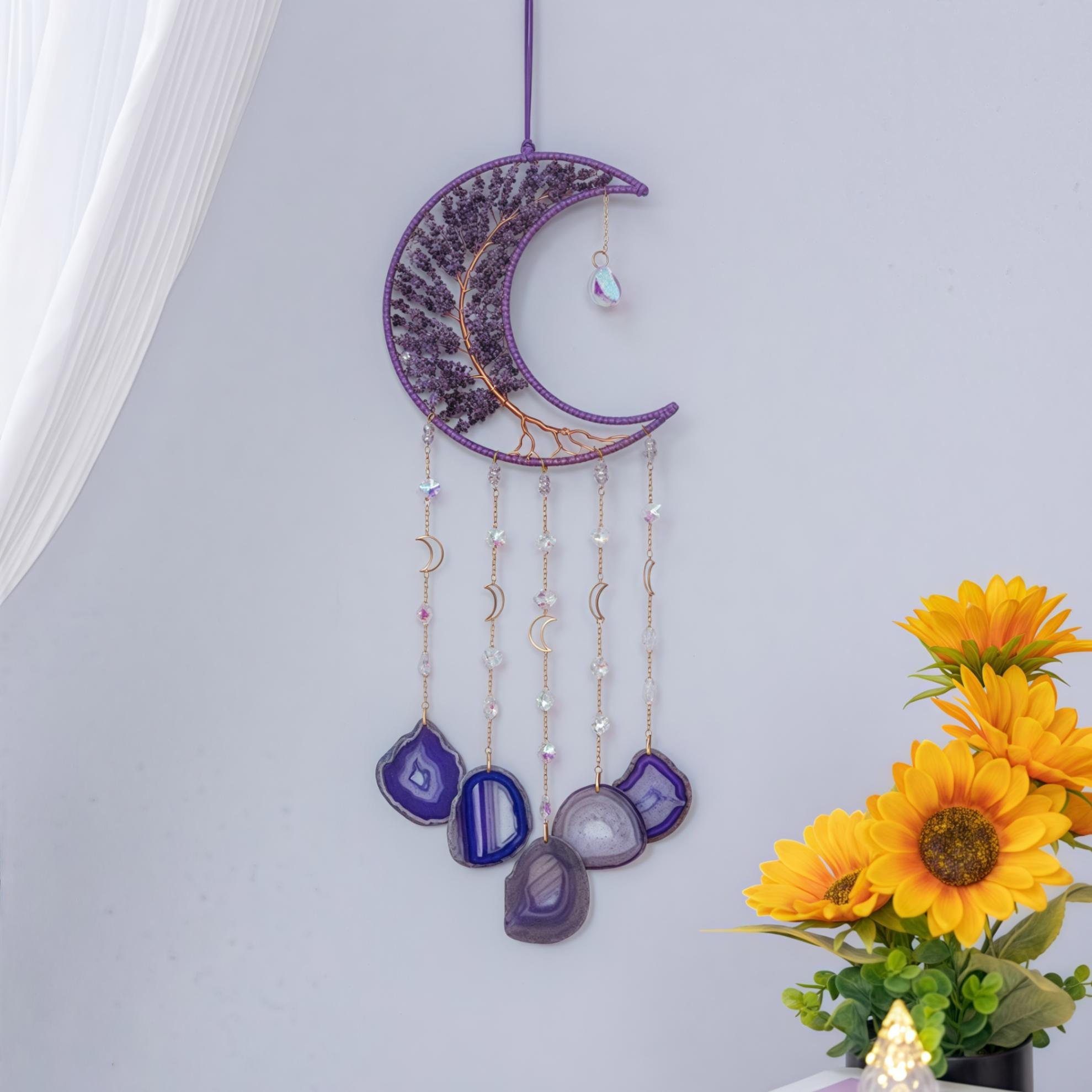 Amethyst Crescent Moon Suncatcher