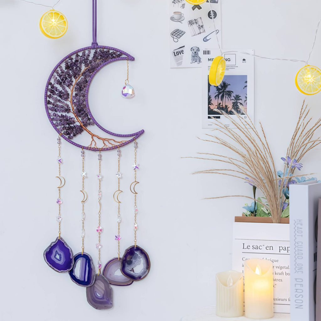 Amethyst Crescent Moon Suncatcher