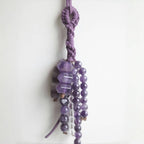Amethyst &Clear Quartz Beaded Bag Charm