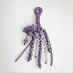 Amethyst &Clear Quartz Beaded Bag Charm