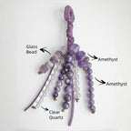 Amethyst &Clear Quartz Beaded Bag Charm