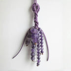 Amethyst &Clear Quartz Beaded Bag Charm