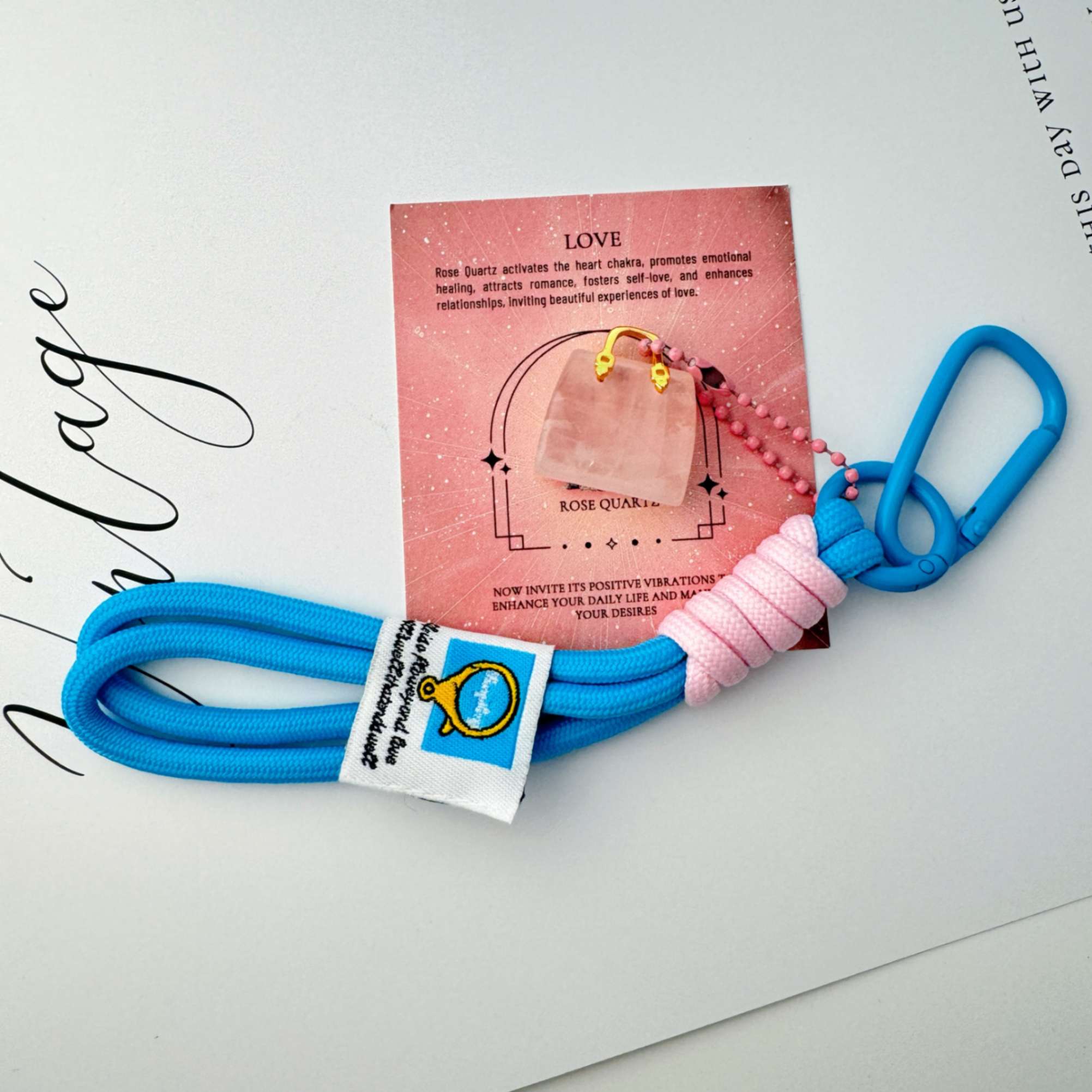 Rose Quartz handbag keychain