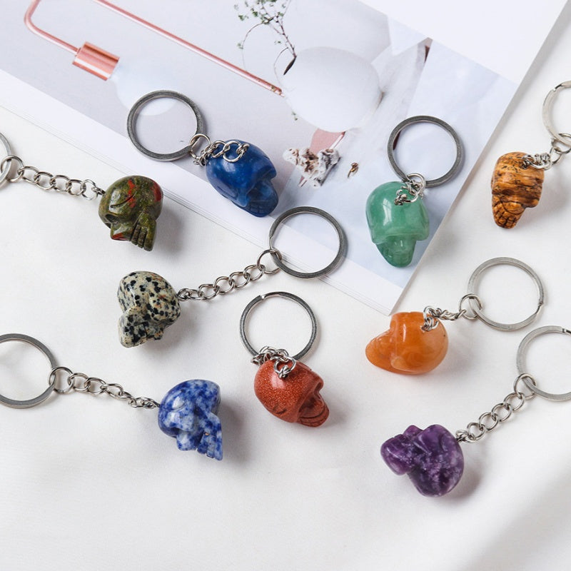 Hand-Carved Crystal Skull Keychain