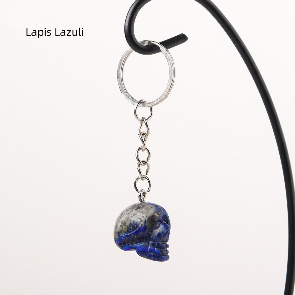 Lapis Lazuli Skull Keychain