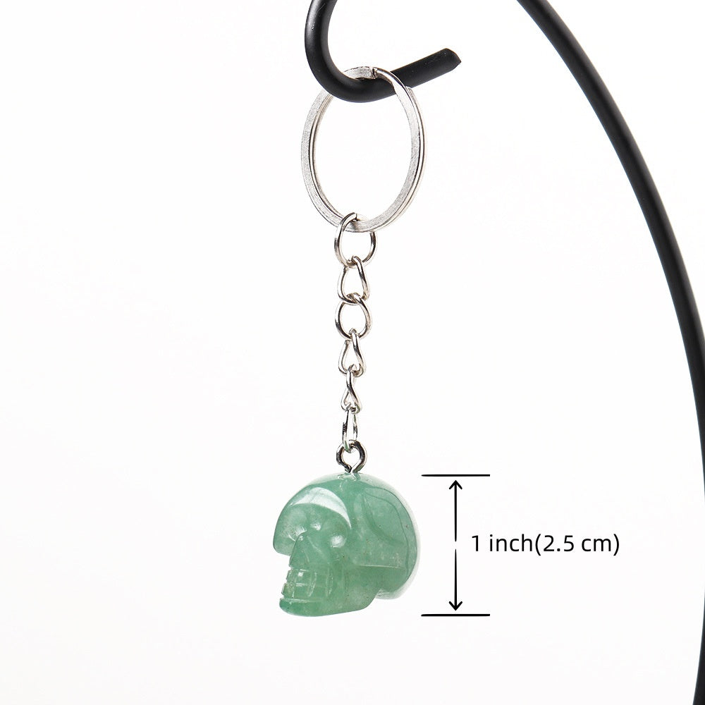 Hand-Carved Crystal Skull Keychain
