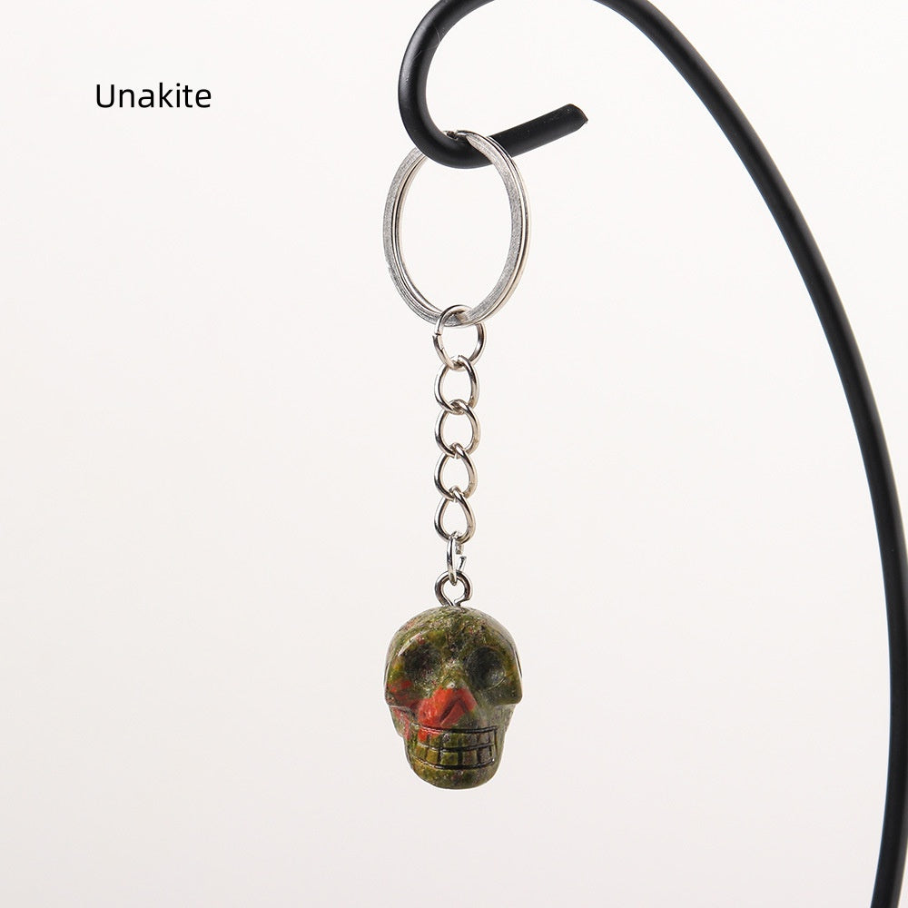 Unakite Skull Keychain