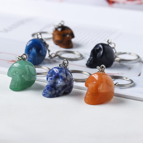Hand-Carved Crystal Skull Keychain