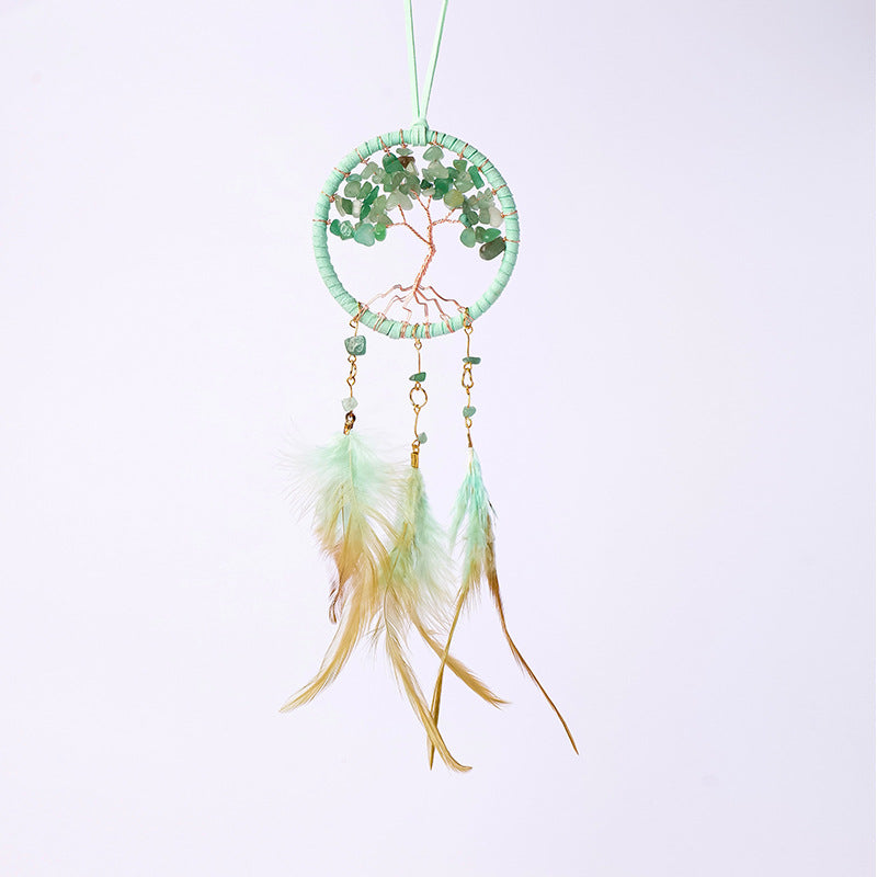 Crystal Tree of Life Dream Catcher Car Charm-Green Aventurine