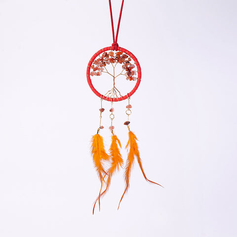 Crystal Tree of Life Dream Catcher Car Charm-Red Agate