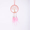 Crystal Tree of Life Dream Catcher Car Charm-Rose Quartz
