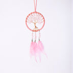 Crystal Tree of Life Dream Catcher Car Charm-Rose Quartz