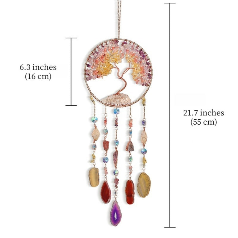 Crystal Tree of Life Dreamcatcher with Agate Slices