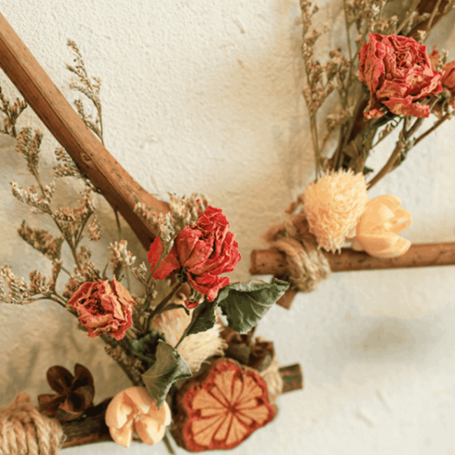 Dried Flower Wall Hanging with Bell