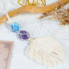 Hand-Woven Leaf-Shaped Tassel Crystal Car Charm