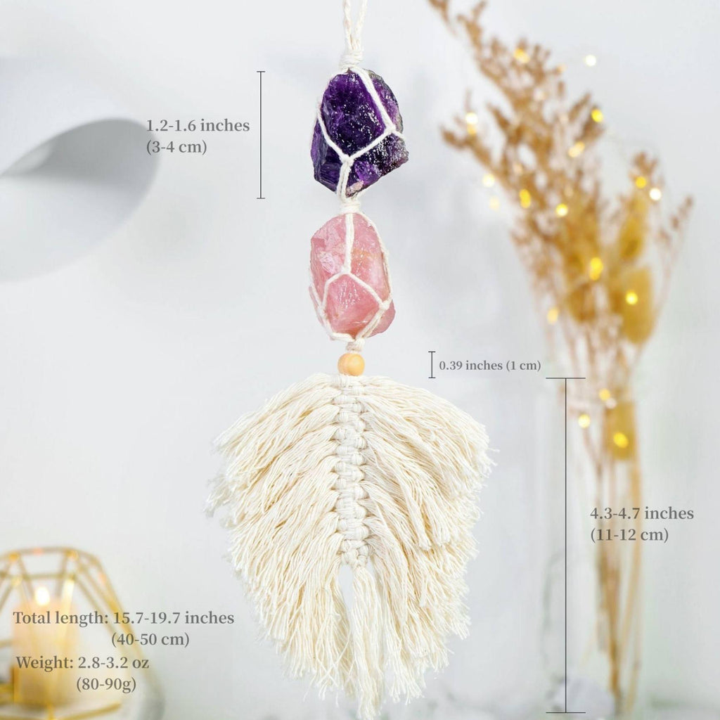 Hand-Woven Leaf-Shaped Tassel Crystal Car Charm
