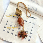 Macrame Raw Stone Bag Charm