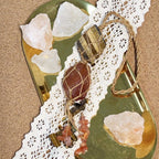 Macrame Raw Stone Bag Charm