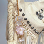 Macrame Raw Stone Bag Charm