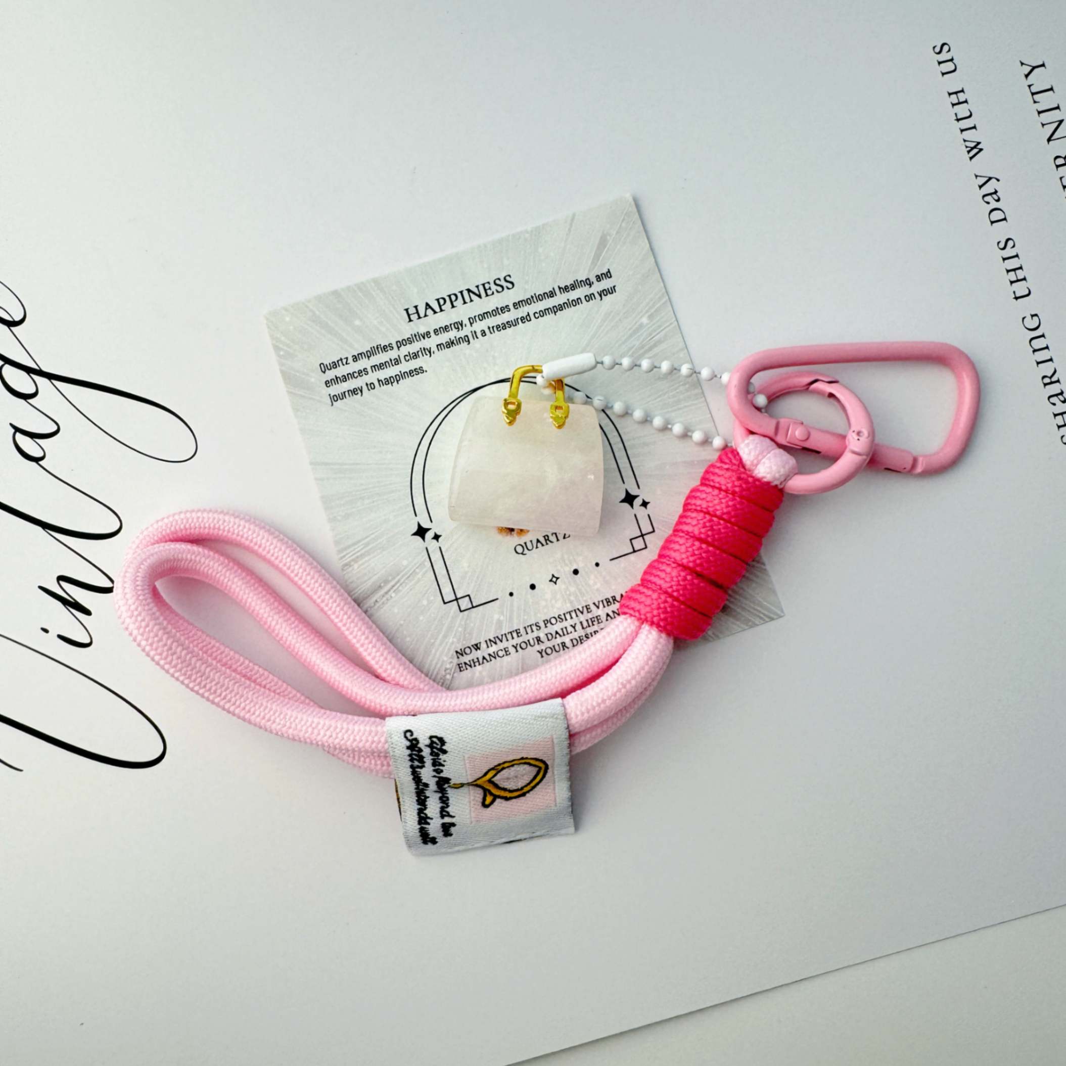 Clear Quartz handbag keychain