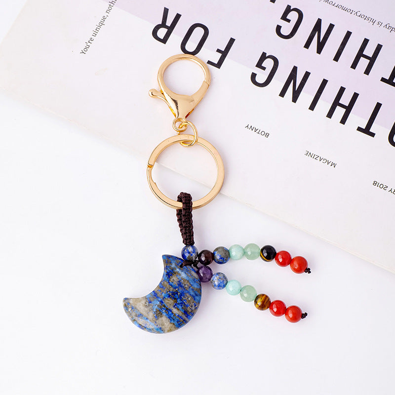 Moon Shape Lapis Lazuli Keychain