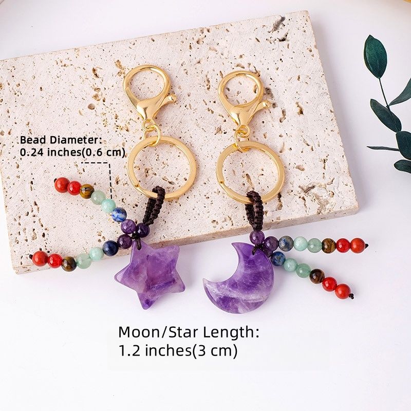 Moon&Star Shape Crystal Keychain
