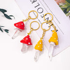 Mushroom Clear Quartz Keychain