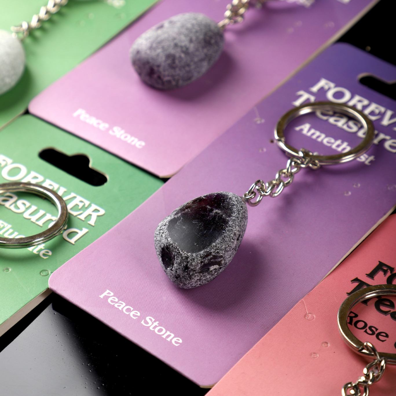 Natural Crystal Keychain (Half-egg shape)