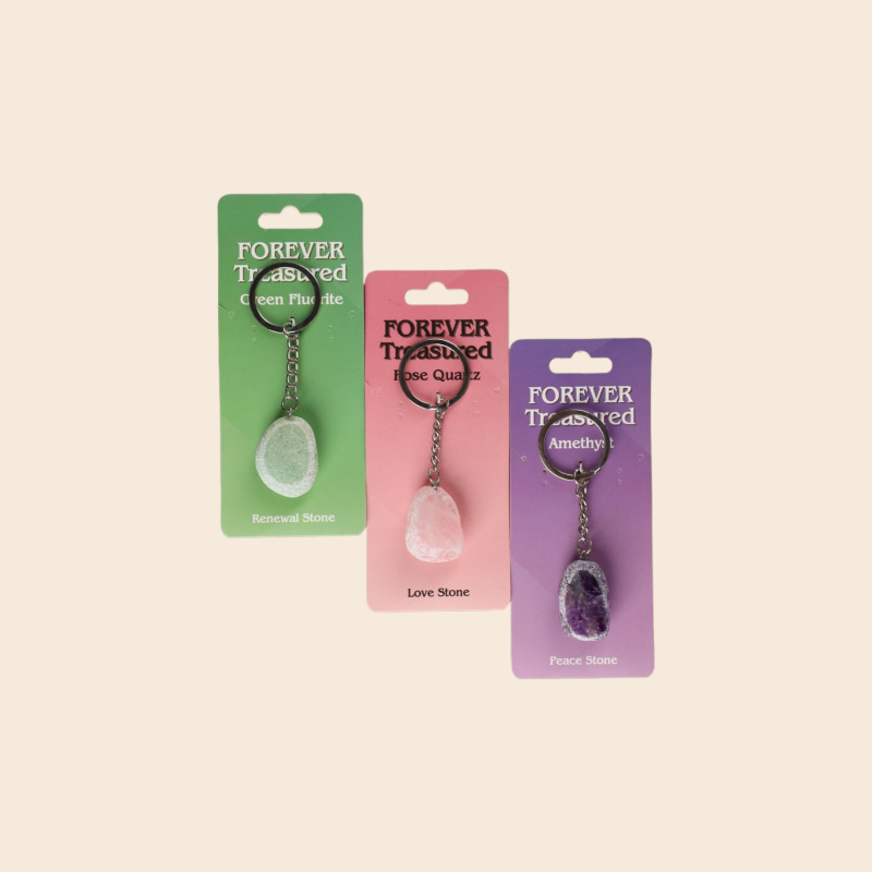 Natural Crystal Keychain (Half-egg shape)