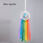 Rainbow Tassel Macrame Crystal Car Charm