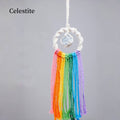 Rainbow Tassel Macrame Crystal Car Charm