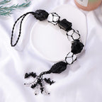 Selenite & Black Tourmaline Macrame Crystal Car Charm