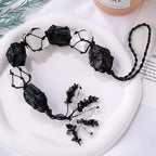 Selenite & Black Tourmaline Macrame Crystal Car Charm