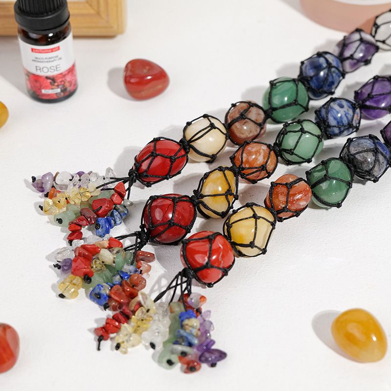 Seven Chakra Macrame Crystal Car Charm