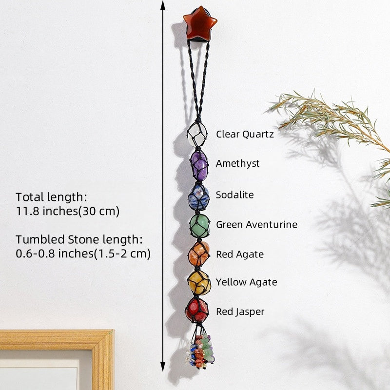 Seven Chakra Macrame Crystal Car Charm