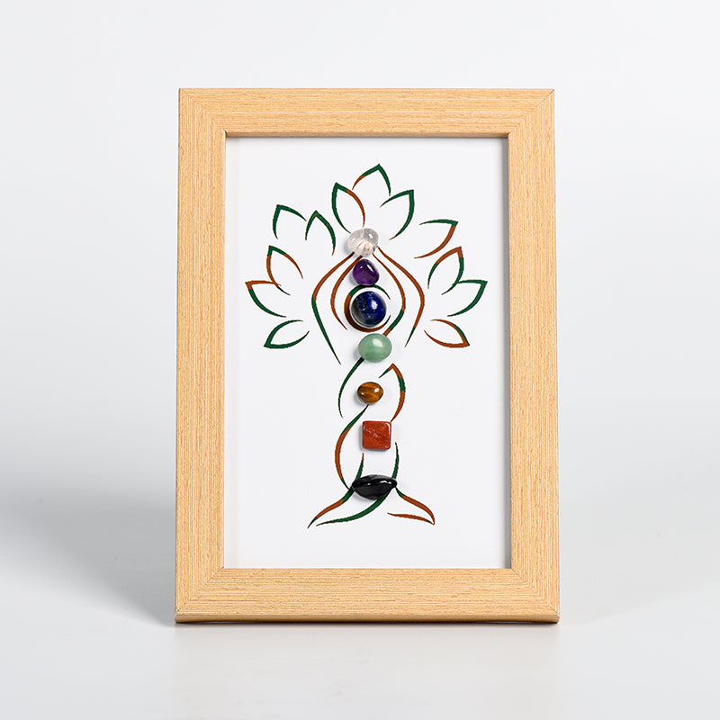 7 Chakra Yoga Tree Crystal Stone Photo Frame