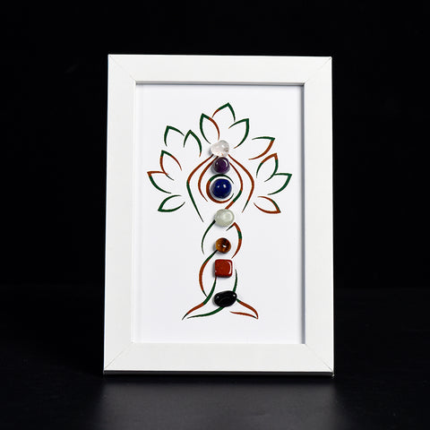 7 Chakra Yoga Tree Crystal Stone Photo Frame