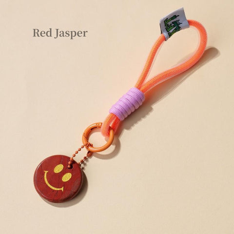 Smiley Face Crystal Bag Charm/Key Chain, Healing Crystal Charm