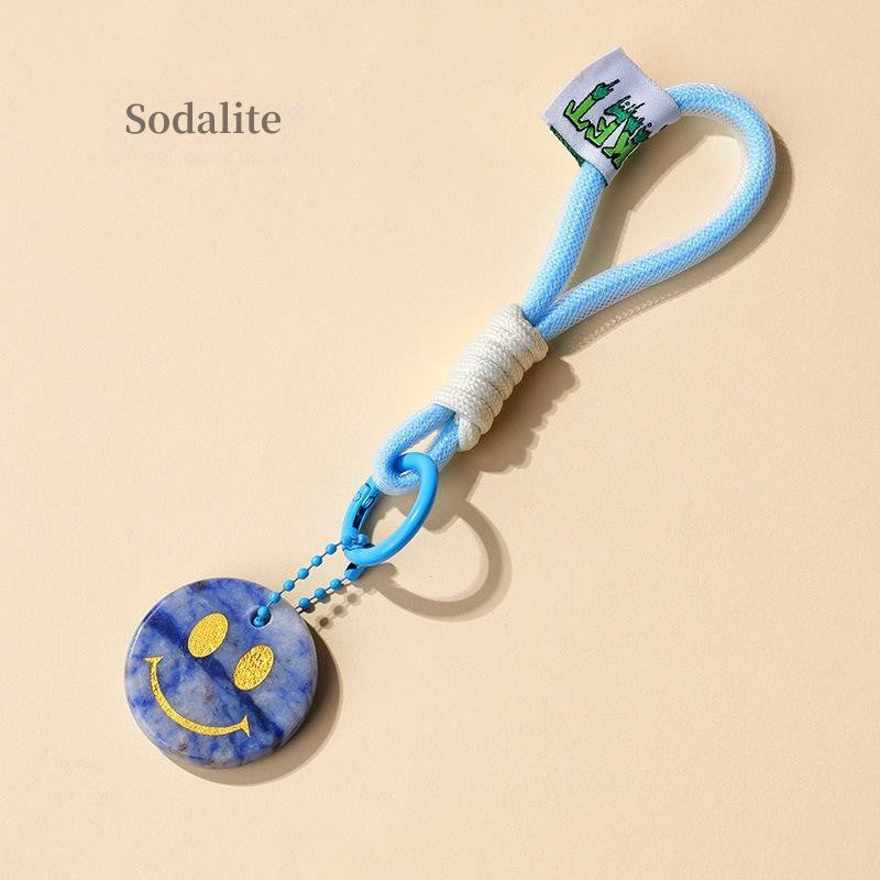 Smiley Face Crystal Bag Charm/Key Chain, Healing Crystal Charm