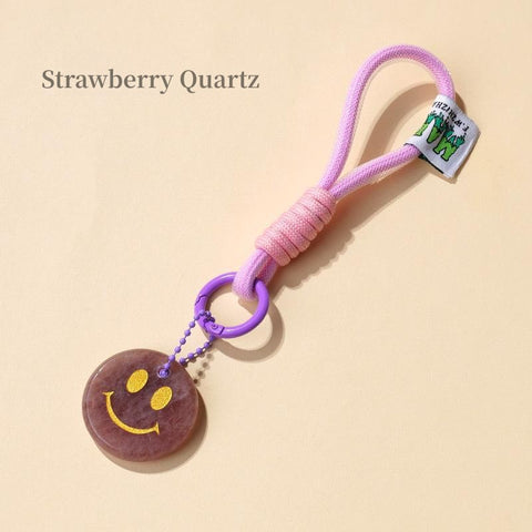 Smiley Face Crystal Bag Charm/Key Chain, Healing Crystal Charm