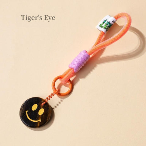 Smiley Face Crystal Bag Charm/Key Chain, Healing Crystal Charm