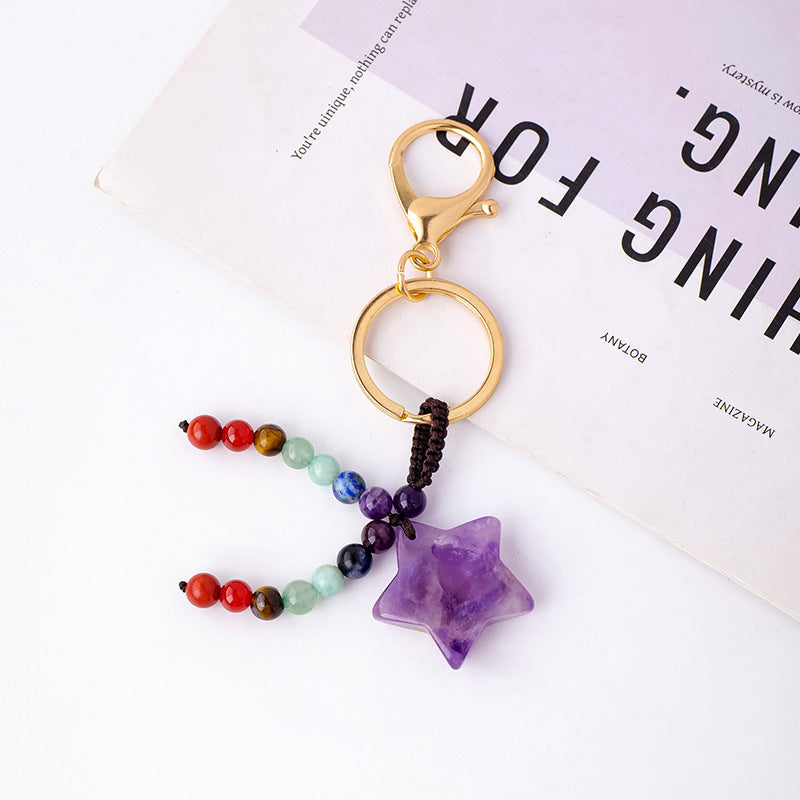 Star Shape Amethyst Keychain