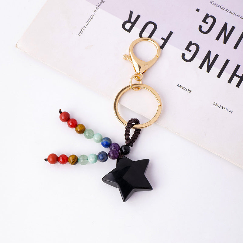 Star Shape Obsidian Keychain