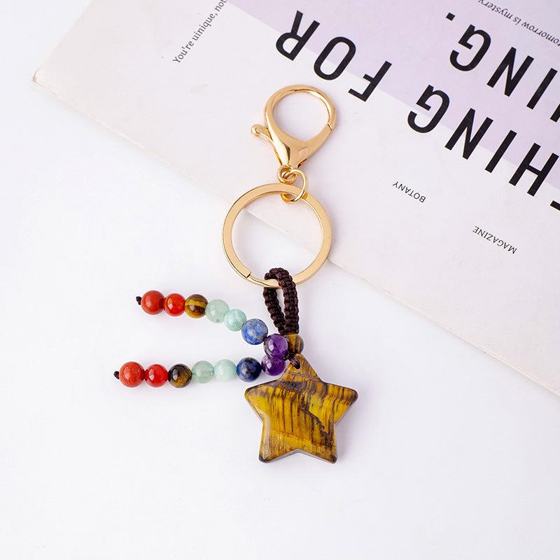 Star Shape Tiger's Eye Keychain