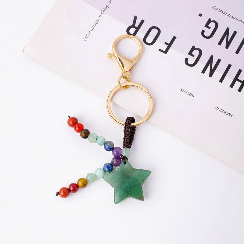 Star Shape Green Aventurine Keychain